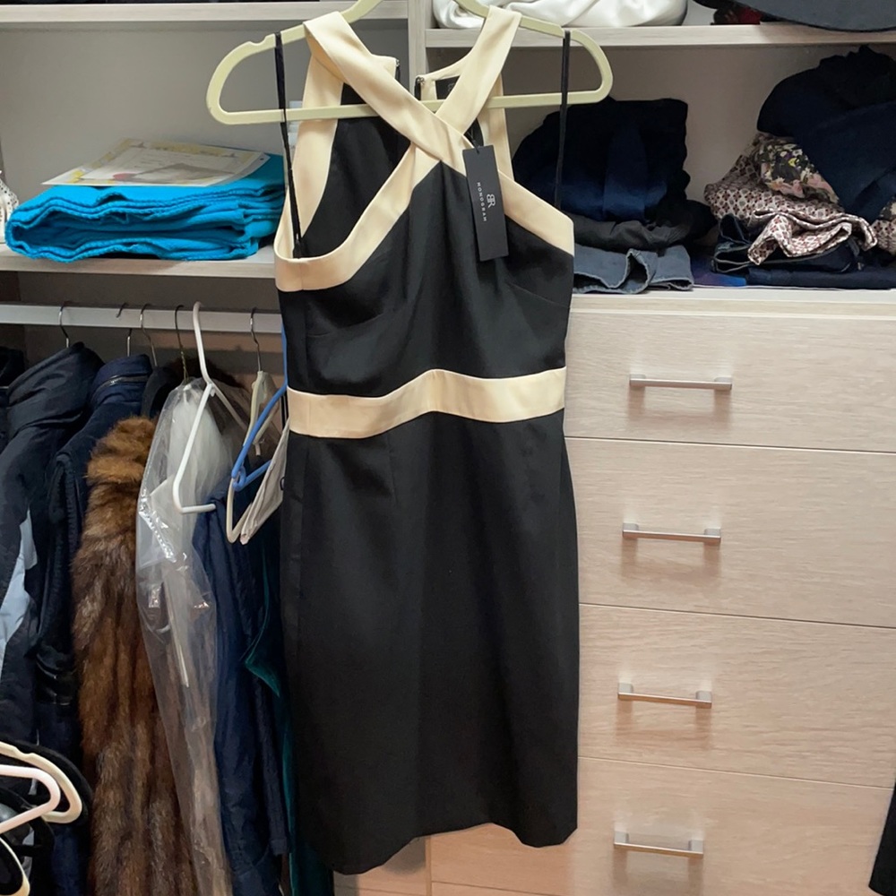 Banana republic monogram black and cream dress size 4 with tag